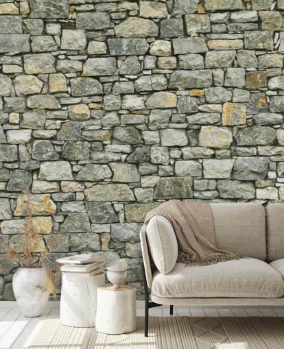 Greys and Yellows Wallpaper Mural