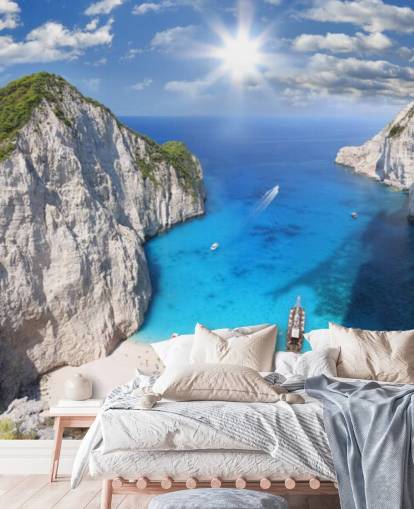 carta da parati murale bianca e blu sulla spiaggia greca chiamata Navagio Beach, Zakynthos per casa, uffici, camere da letto e cucine carta da parati murale bianca e blu sulla spiaggia greca chiamata Navagio Beach, Zakynthos per casa, uffici, camere da letto e cucine