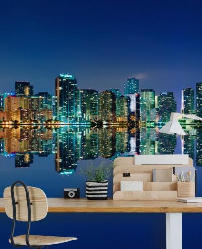 blue skyline of miami wallpaper