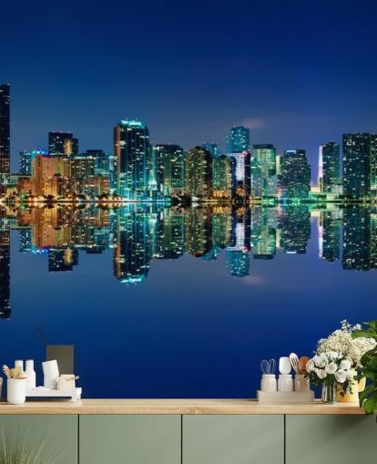 carta da parati blu skyline di miami