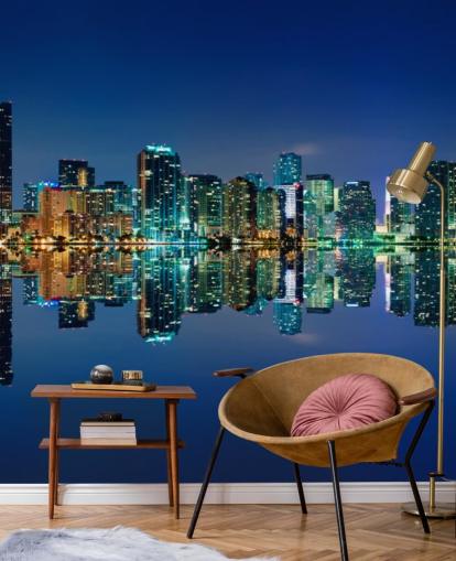 blå skyline af miami tapet blå skyline af miami tapet