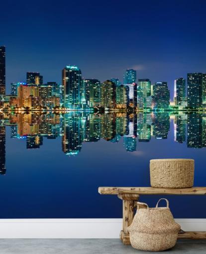 carta da parati blu skyline di miami carta da parati blu skyline di miami