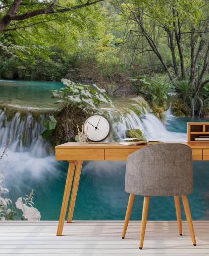 Forest Waterfall and Clear Water Wall Mural Forest Waterfall and Clear Water Wall Mural