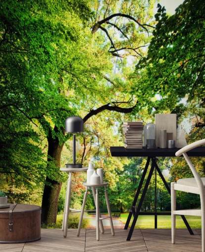 Park Path and Tree Wallpaper