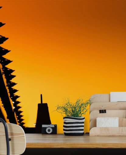 Decorazione murale con auto di F1 con sagoma del tramonto