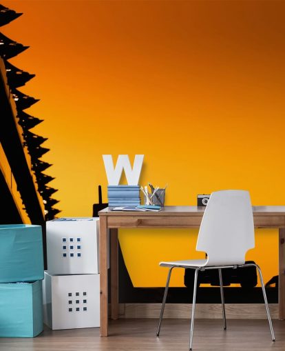 Sunset Silhouette of F1 Car Wall Mural