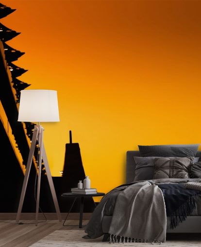 Solnedgang Silhouette av F1 Car Wall Mural