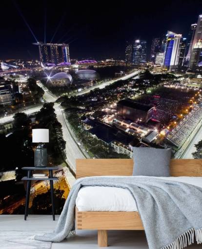 mural de papel pintado f1 personalizable llamado Marina Bay Street Circuit, Singapur, para dormitorios y oficinas en casa