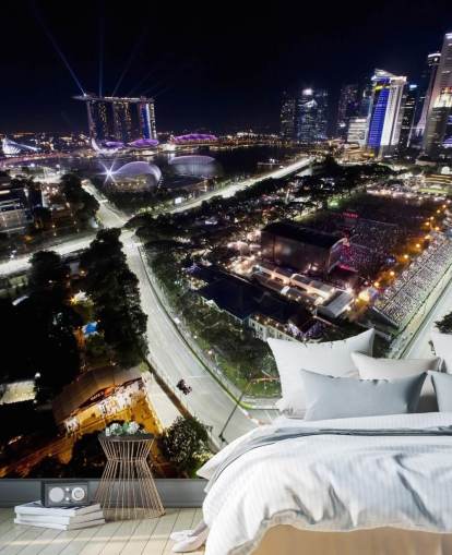 anpassbares F1-Tapeten-Wandbild namens Marina Bay Street Circuit, Singapur, für Schlafzimmer und Heimbüros