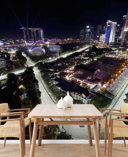 mural de papel de parede f1 personalizável chamado Marina Bay Street Circuit, Cingapura, para quartos e escritórios domésticos