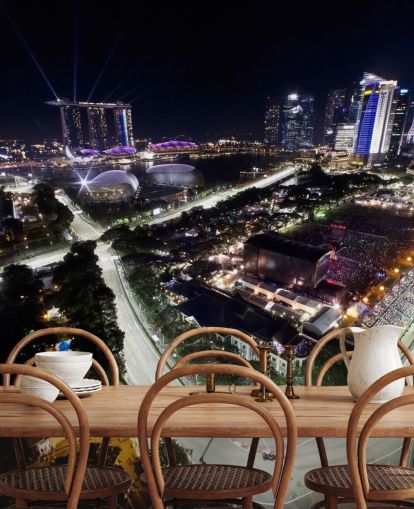 tilpasselig f1 tapetmaleri kaldet Marina Bay Street Circuit, Singapore til soveværelser og hjemmekontorer