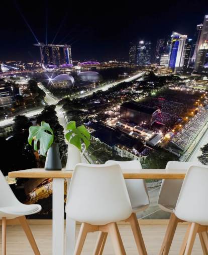 tilpasselig f1 tapetmaleri kaldet Marina Bay Street Circuit, Singapore til soveværelser og hjemmekontorer