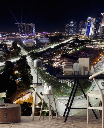 anpassbares F1-Tapeten-Wandbild namens Marina Bay Street Circuit, Singapur, für Schlafzimmer und Heimbüros
