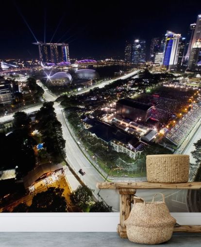 mural de papel pintado f1 personalizable llamado Marina Bay Street Circuit, Singapur, para dormitorios y oficinas en casa