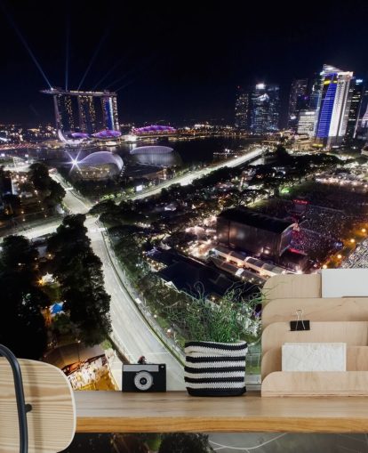 anpassbares F1-Tapeten-Wandbild namens Marina Bay Street Circuit, Singapur, für Schlafzimmer und Heimbüros