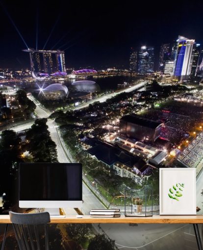 mukautettava f1-taustakuvamaalaus nimeltä Marina Bay Street Circuit, Singapore makuuhuoneisiin ja kotitoimistoihin