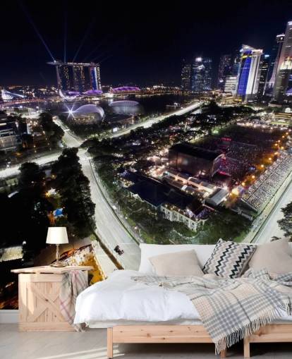 mural de papel pintado f1 personalizable llamado Marina Bay Street Circuit, Singapur, para dormitorios y oficinas en casa