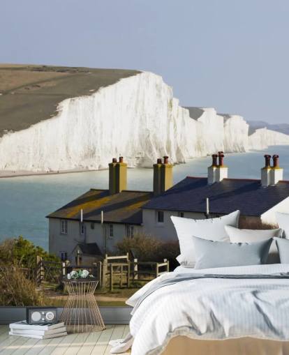 White Cliffs of Dover and White Cottage Wall Mural