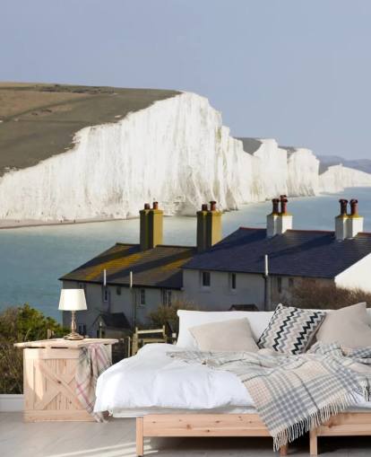 White Cliffs of Dover and White Cottage Wall Mural