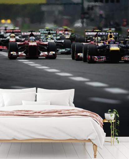 F1-Gleis-Nahaufnahme von Autos Tapete