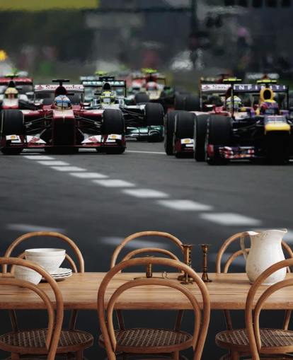 Fondo de pantalla de F1 pista de primer plano de coches Fondo de pantalla de F1 pista de primer plano de coches