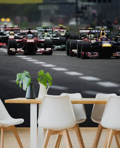 F1-Gleis-Nahaufnahme von Autos Tapete