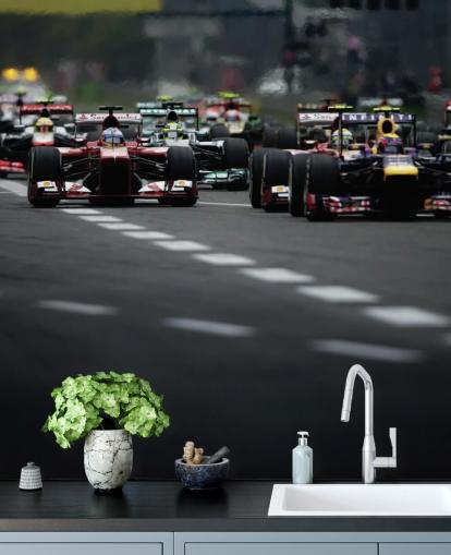 F1 Track Close Up of Cars Wallpaper
