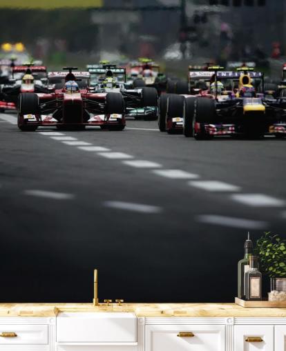 F1 Track Close Up of Cars Wallpaper