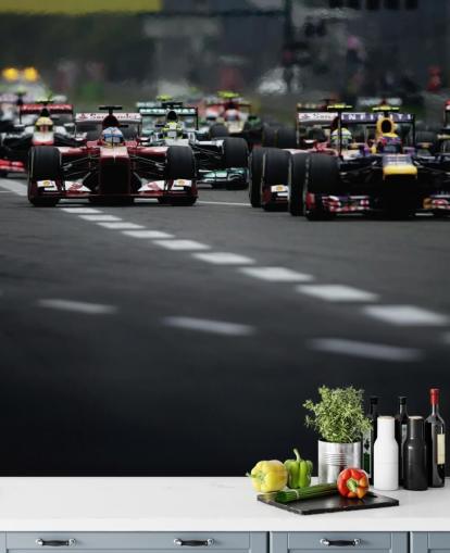 F1 Track Close Up of Cars Wallpaper