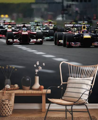 F1 Track Close Up of Cars Wallpaper