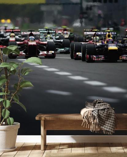 F1 Track Close Up of Cars Wallpaper