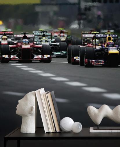 F1 Track Close Up of Cars Wallpaper