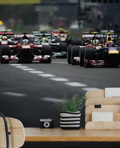F1 Track close-up van auto's behang F1 Track close-up van auto's behang