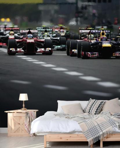 F1 Track Close Up of Cars Wallpaper