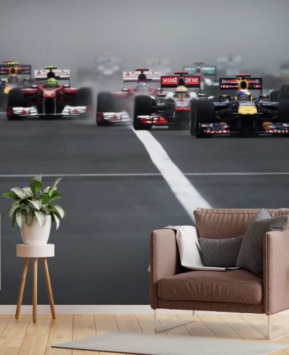 formule 1 behangmuurschildering genaamd Hungarian Grand Prix 2011 van Darren Heath voor slaapkamers en kantoren aan huis