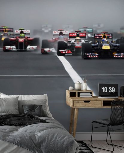 formule 1 behangmuurschildering genaamd Hungarian Grand Prix 2011 van Darren Heath voor slaapkamers en kantoren aan huis