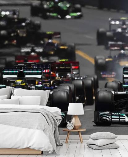 F1-auto's in race behang F1-auto's in race behang