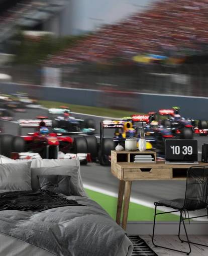 Carta da parati F1 Cars Racing on Track Carta da parati F1 Cars Racing on Track