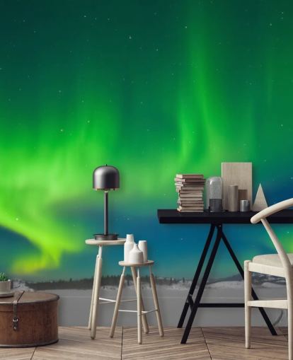 Blue and Green Northern Lights Wall Mural