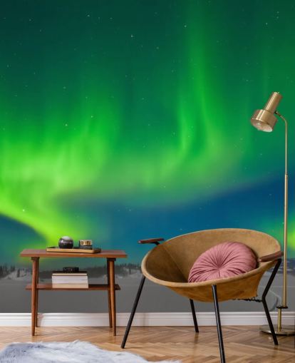 Blått og grønt nordlys Veggmaleri Blått og grønt nordlys Veggmaleri