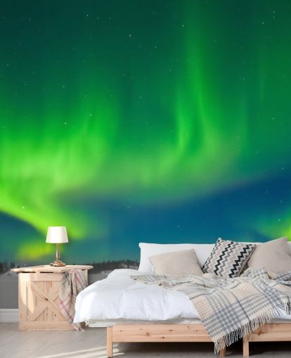 Blue and Green Northern Lights Wall Mural Blue and Green Northern Lights Wall Mural