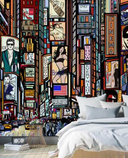 Farbenfrohe abstrakte Times Square New York Wandgemälde