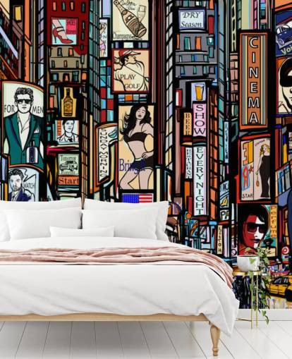 Decorazione murale colorata astratta di Times Square New York