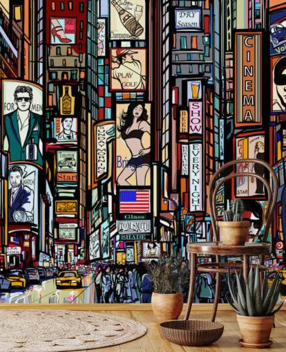 Décoration murale abstraite colorée de Times Square, New York