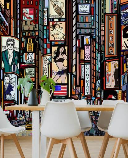 Decorazione murale colorata astratta di Times Square New York