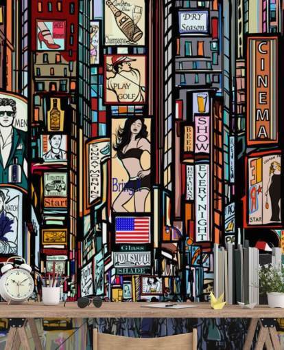 Colourful Abstract Times Square New York Wall Mural Colourful Abstract Times Square New York Wall Mural