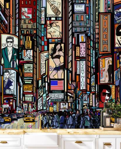 Kleurrijke abstracte Times Square muurschildering in New York