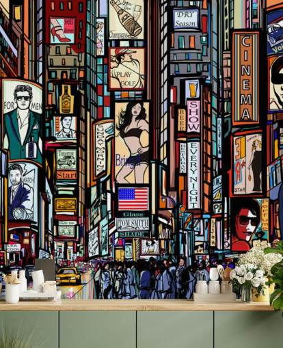 Décoration murale abstraite colorée de Times Square, New York