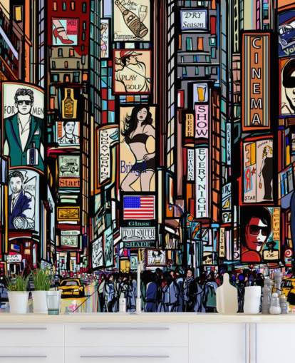 Décoration murale abstraite colorée de Times Square, New York