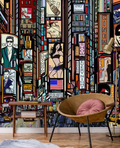 Mural de parede colorido abstrato Times Square New York